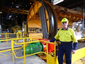 MSF Sugar South Johnstone Mill Factory Manager Kim Kendall inspects commissioning of new electrification works at the mill tippler.