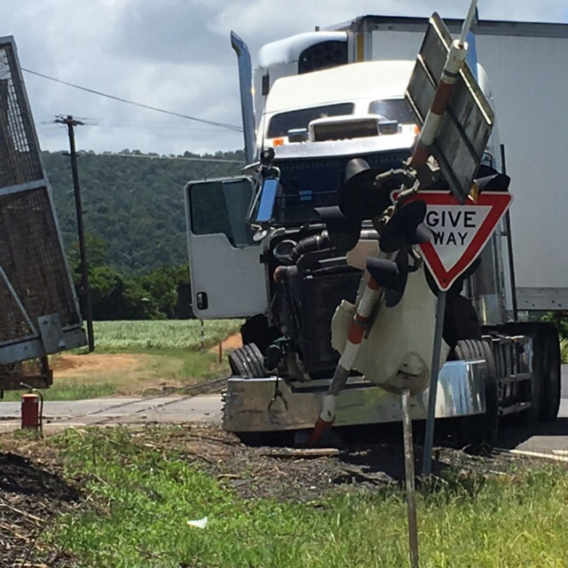 During the 2017 crushing season, an incident occurred between a locomotive and a semi-trailer on the Bruce Highway. The driver failed to stop for flashing lights at an active crossing (a level crossing with flashing warning lights). The incident highlights the need to remain vigilant around cane railway lines.