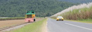 Loco versus Car: When the race commences on Friday 31 August, Targa Great Barrier Reef will navigate through roads that interact with MSF Sugar’s cane rail network, often in close proximity to the lines.